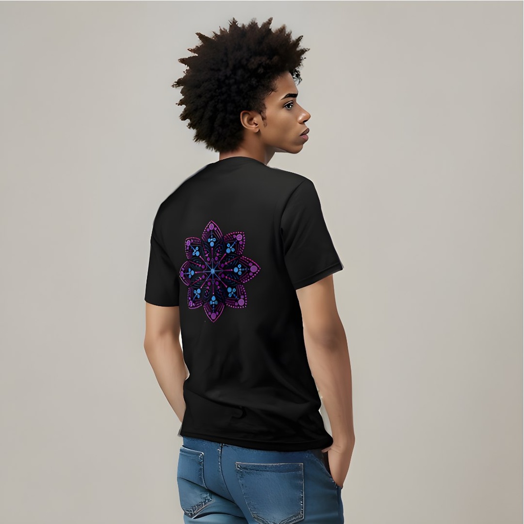 Purple Star Dot Mandala Cotton T-Shirt by Sanctum Fashion