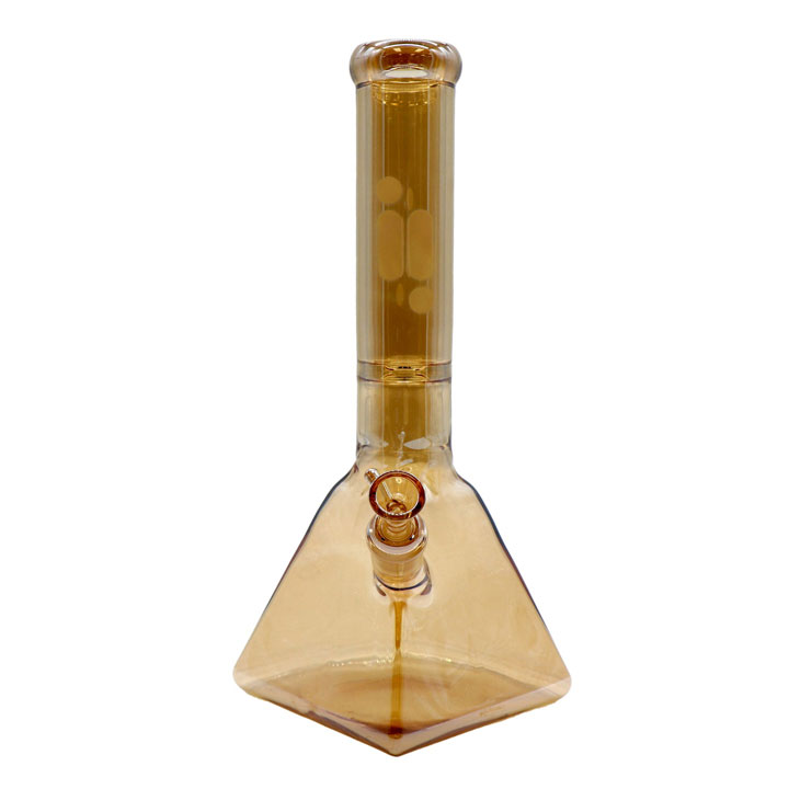 14 Inch Infyniti Metallic Mirror Finish Pyramid Base  Glass Bong with Ice Pinch