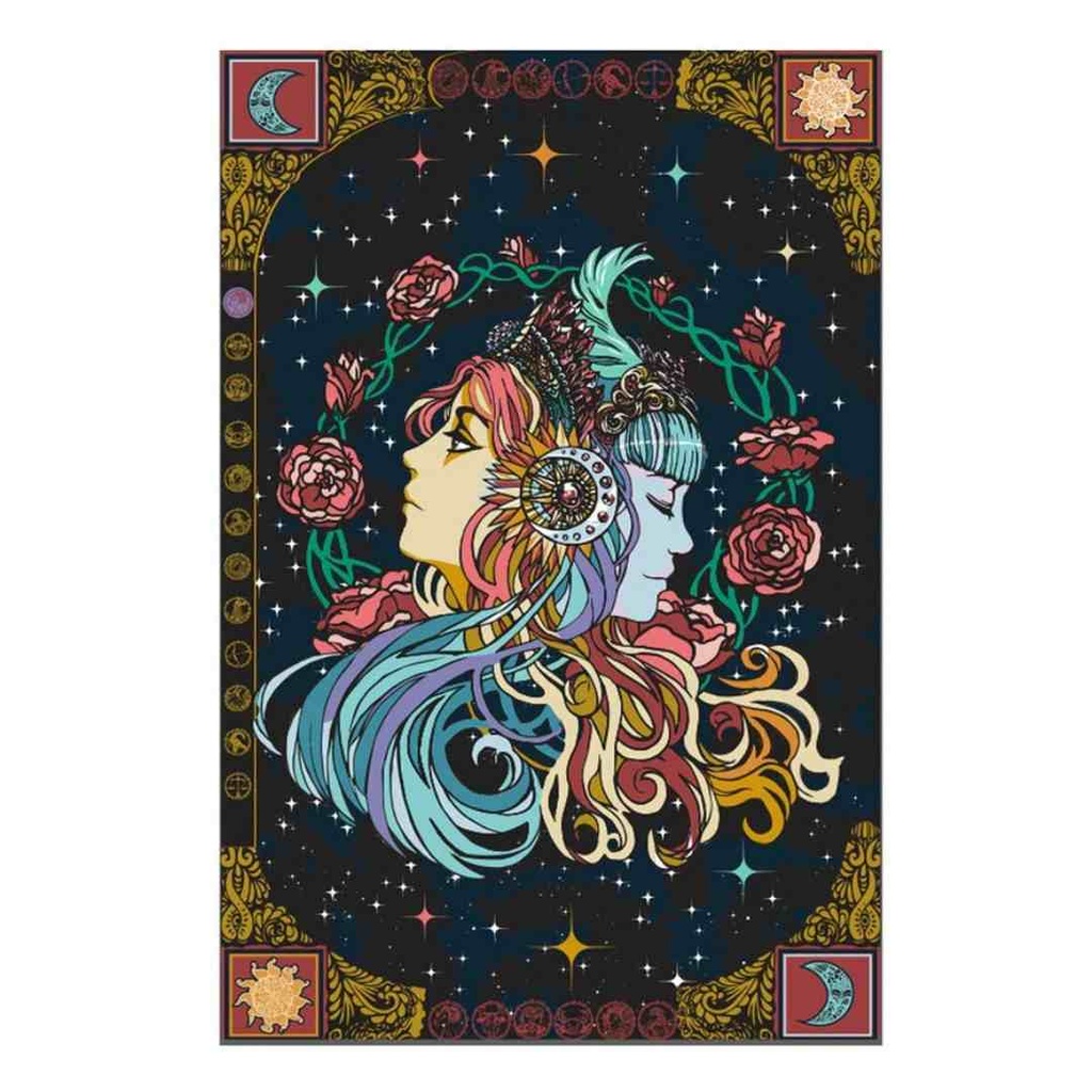3D Tapestry Celestial Zodiak With Moon And Sun  60x90