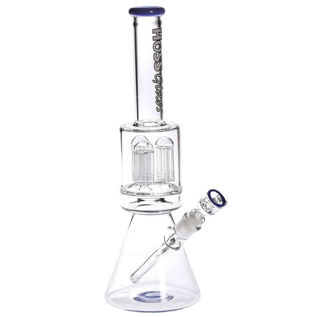 Hoss Glass 16 Inch Triple 6-Arm Percolator Beaker with Slim Tube and Color Accents H114-C