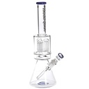 Hoss Glass 16 Inch Triple 6-Arm Percolator Beaker with Slim Tube and Color Accents H114-C