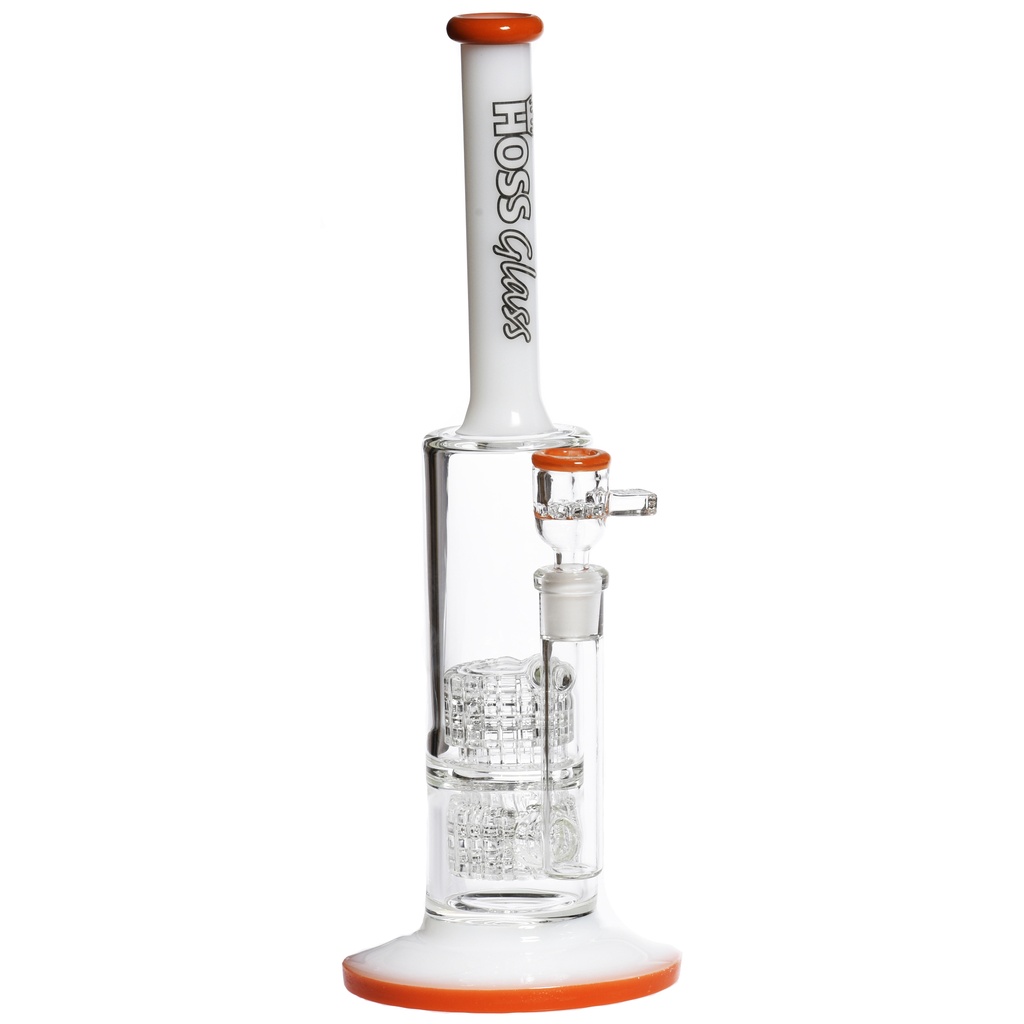 Hoss Glass 14 Inch Double Grid Percolator Stemless Bubbler with Micro Tube H129