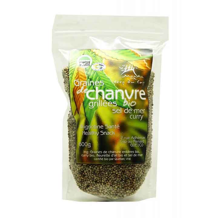 Graines de chanvre rôties biologiques à la fleur de sel et au curry 600g