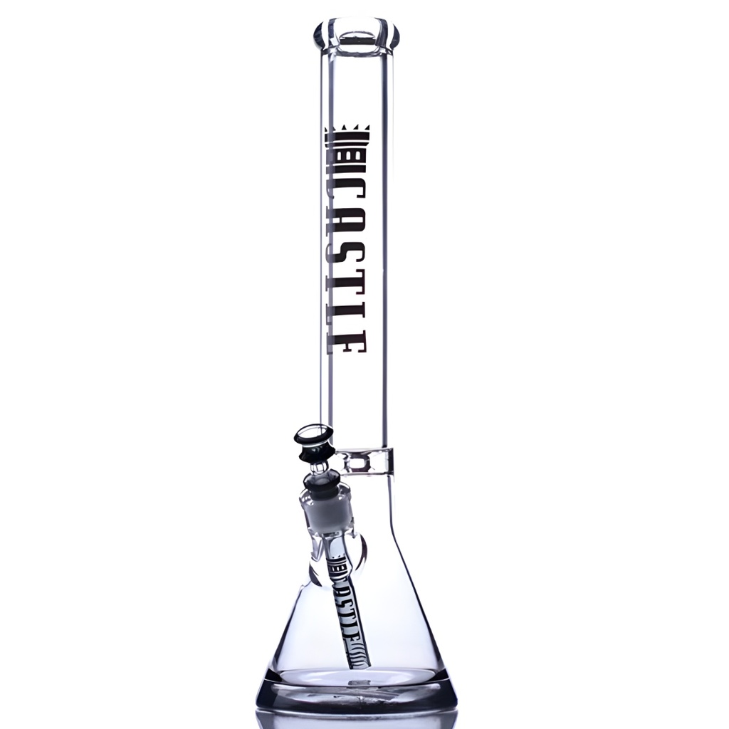 18 pouces 9mm Beaker Bong avec des accents de couleur avec une base ultra épaisse de Castle Glass