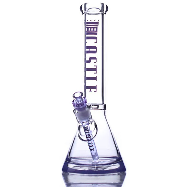 14 pouces 9mm Beaker Bong avec des accents de couleur avec une base ultra épaisse de Castle Glass