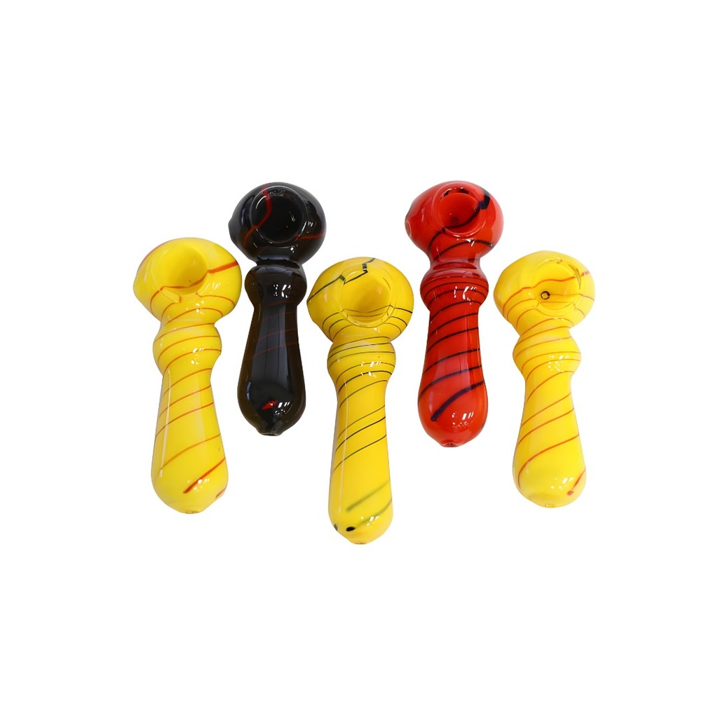 4 Inch Candy Cane Full Color Glass Handpipe with Spiral - 1019U