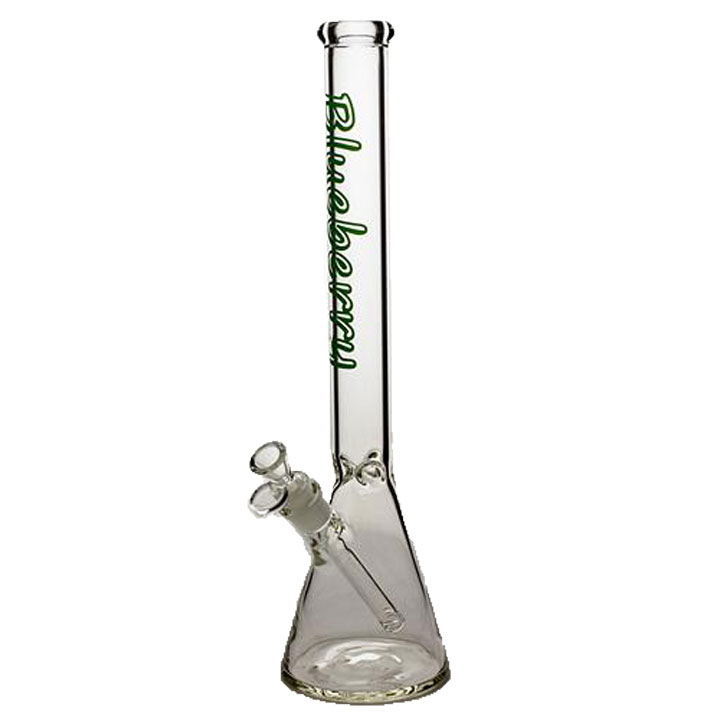 16 Inch Glass Beaker Bong with Ice Pinch and Color Accents from Blueberry