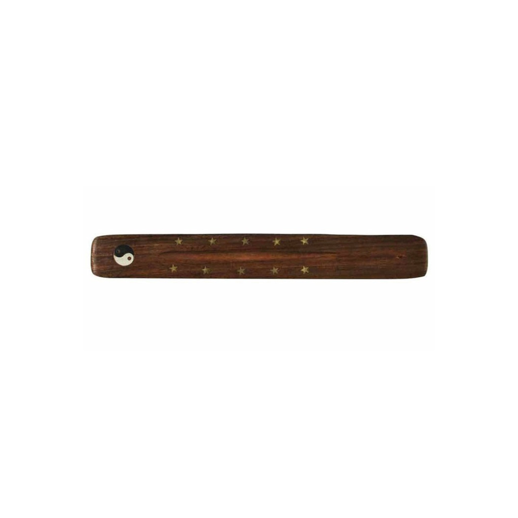 Wood Incense Holder with Brass Inlay - Yin Yang