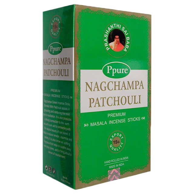 B tonnets d'encens Nag Champa Patchouli de 15g - Boîte de 12 paquets