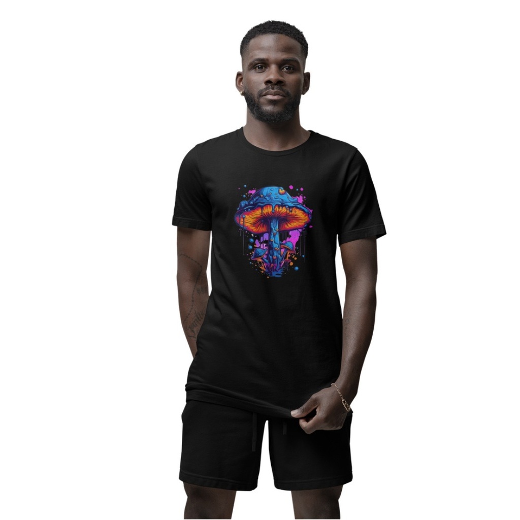 T-Shirt en Coton Biologique avec Motif Psychédélique de Champignon Dégoulinant par Sanctum Fashion