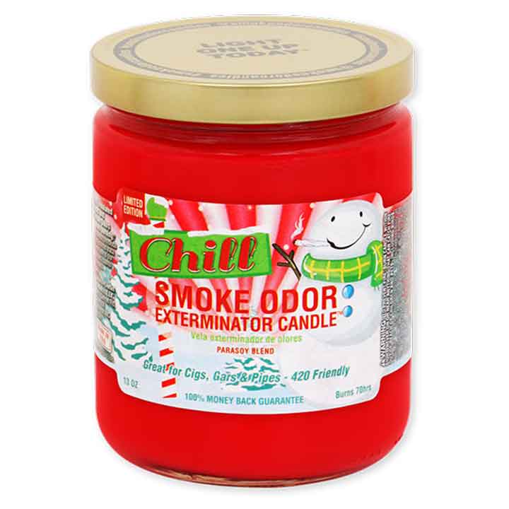 Bougie Exterminatrice d'Odeur de Fumée Chill - Édition Limitée de 13 oz - Rafraîchissante Menthe Poivrée et Cacao