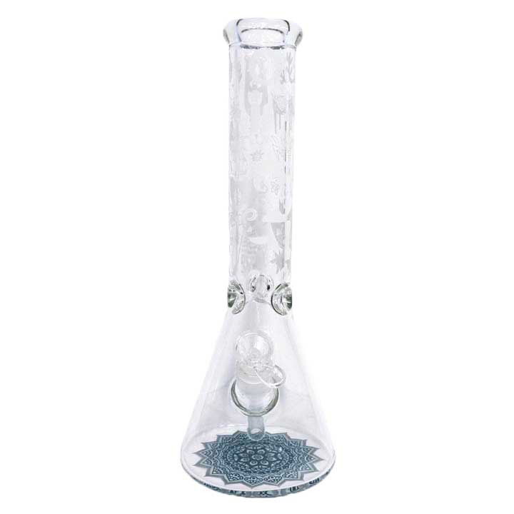 14 Inch Infyniti Glass Beaker Bong with Nature Design and Mandala Base