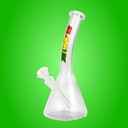 DANK Mini Beaker Bong de 8 Pouces avec Embout Incliné et Impression en Couleurs Rasta au Fond