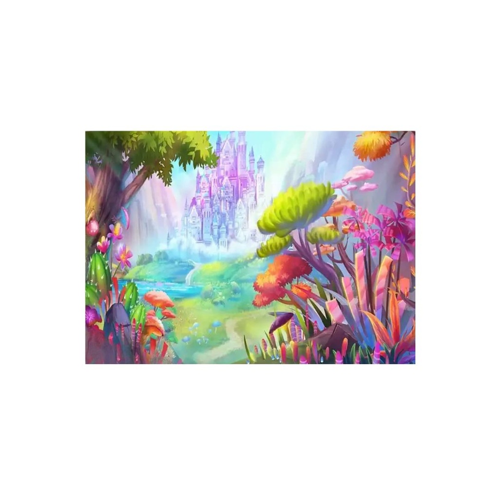 Enchanted Fairy Castle Road Tapestry – Whimsical Fantasy Wall Art - 50x60 Inches