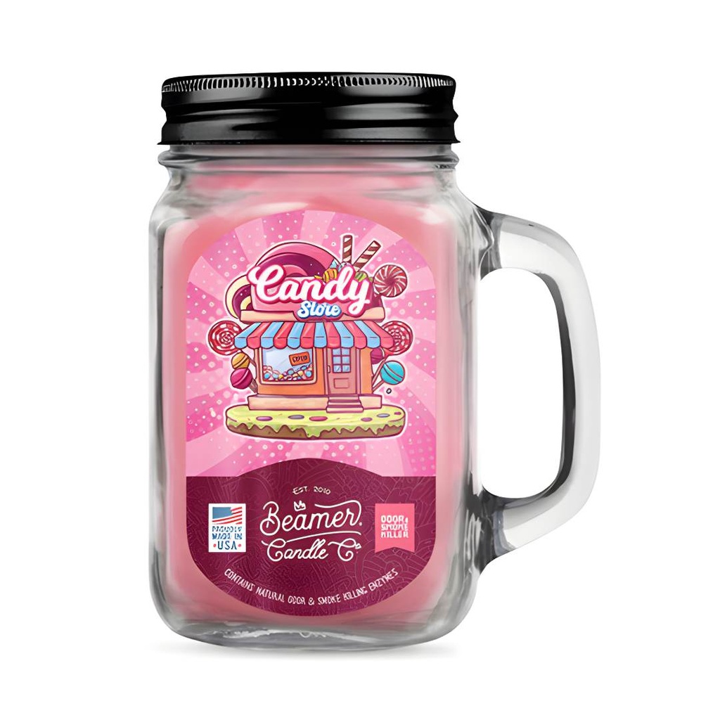 Beamer Candle Co. 12oz Glass Mason Jar - Candy Store Scent | Odor-Eliminating Soy Candle