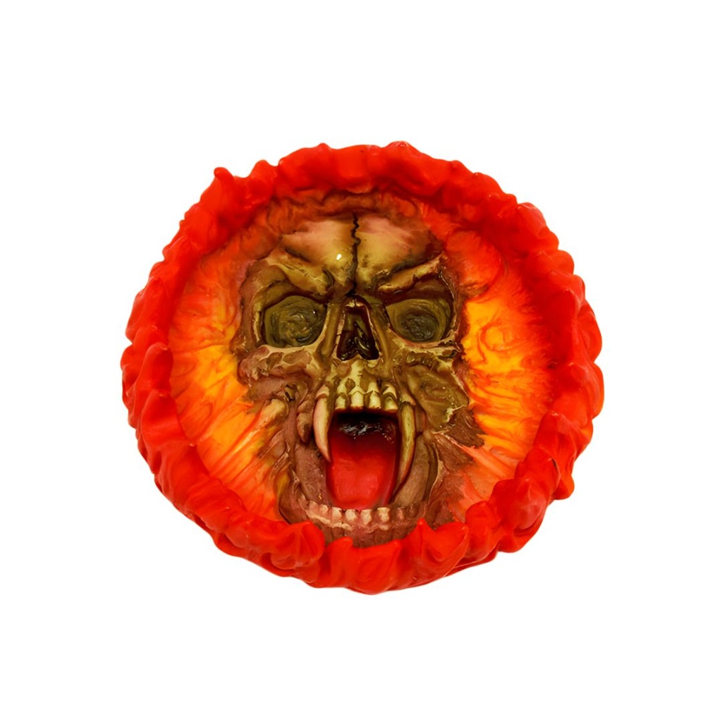 Fiery Inferno Skull Ashtray - Durable with a Flaming Design