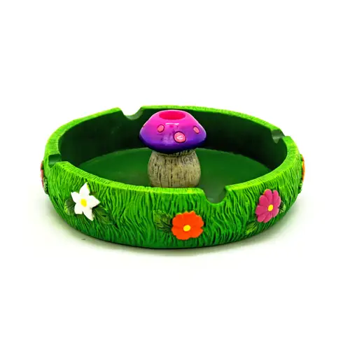Enchanted Forest Mushroom Ashtray with Snuffer - Vibrant Decor Accent
