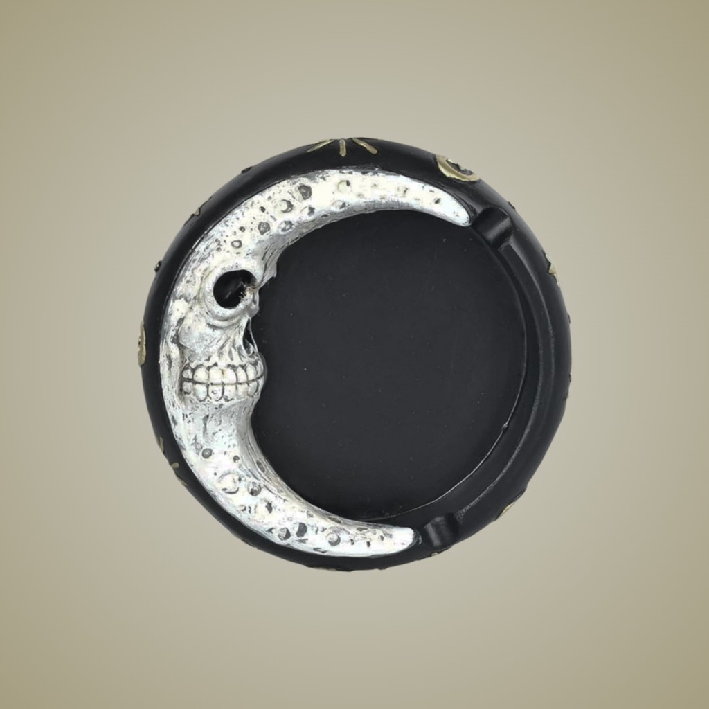 Scary Moon Ashtray - 4 Inch Diameter with Gothic Moon Skull Design