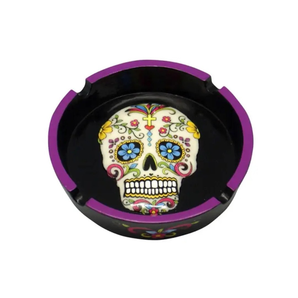 Day of the Dead 6-Inch Resin Ashtray – Vibrant Skull Artwork