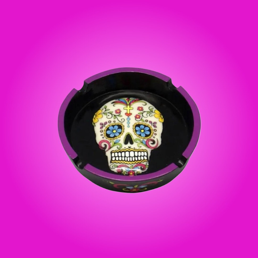 Day of the Dead 6-Inch Resin Ashtray – Vibrant Skull Artwork