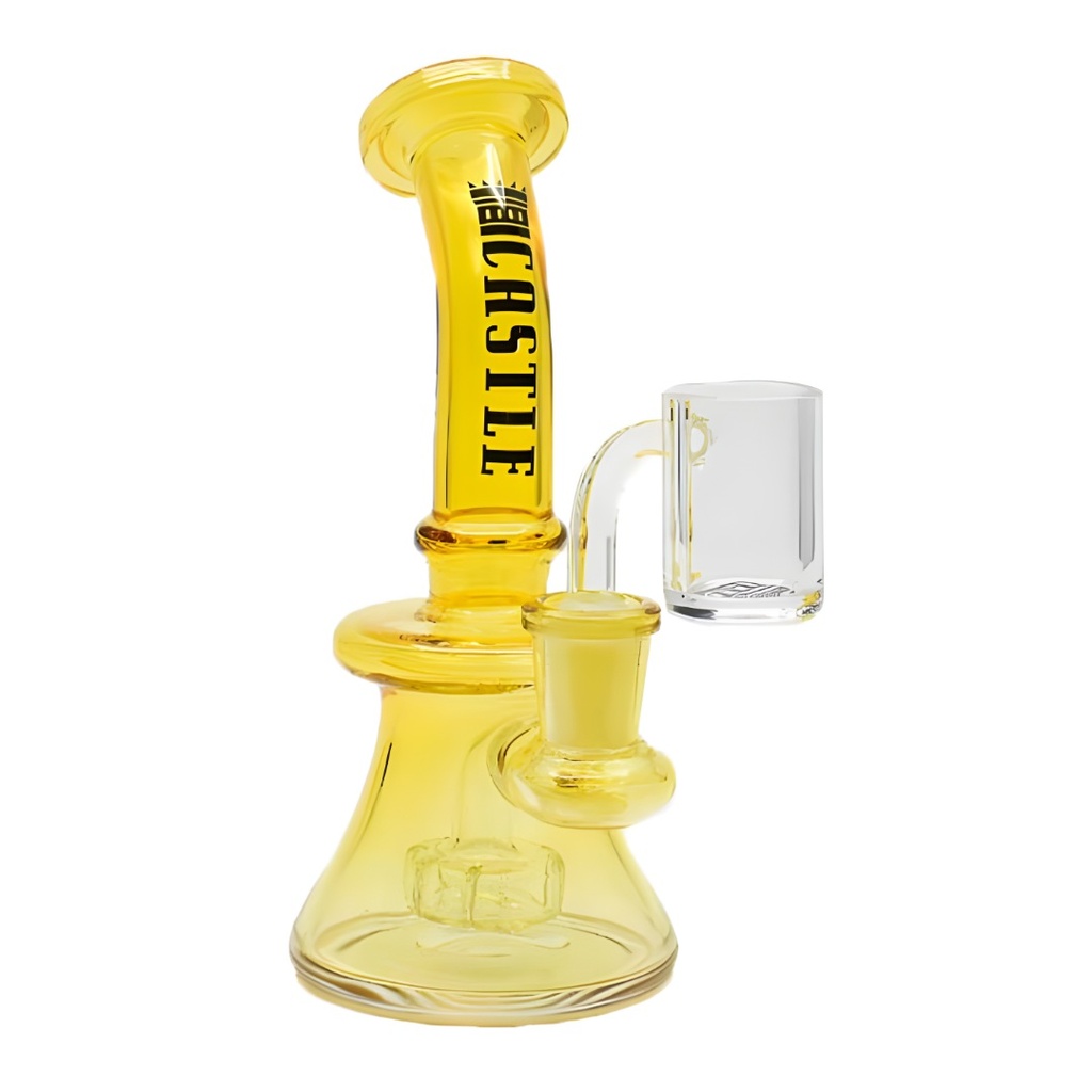 7 Inch Full Color Mini Dab Rig with Showerhead Perc from Castle Glass