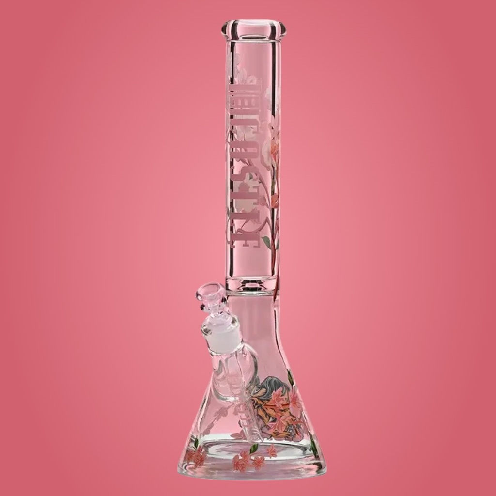 Cherry Blossom Glass Beaker Bong by Castle Glassworks – 16 Inch Premium Borosilicate