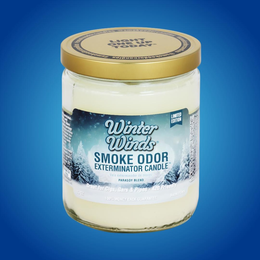 Winter Winds Smoke Odor Exterminator Candle - Crisp Lemon & Eucalyptus Scent - 13oz