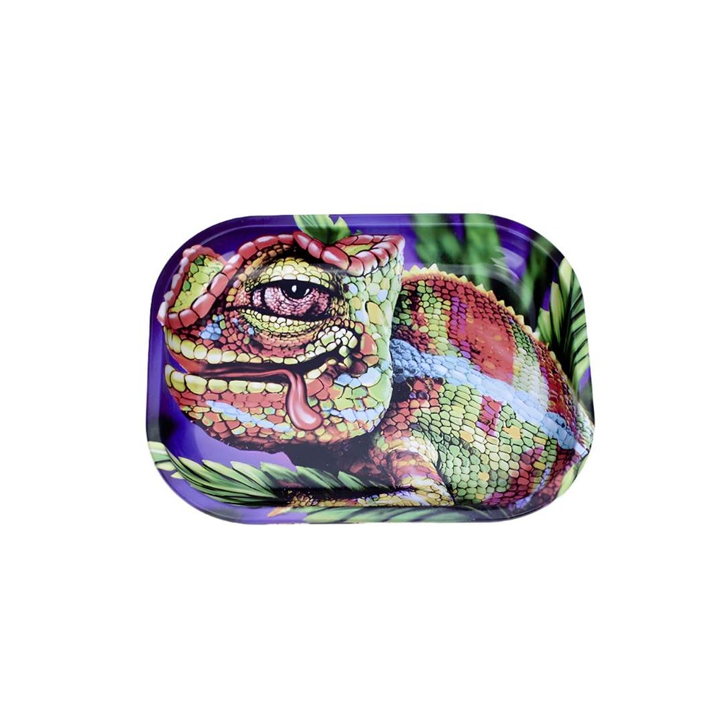 Petit Plateau à Rouler en Métal à Thème Iguane – Vibrant et Durable