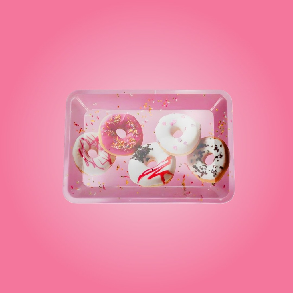 Delightful Donuts - Compact Metal Rolling Tray - 5x7 Inch