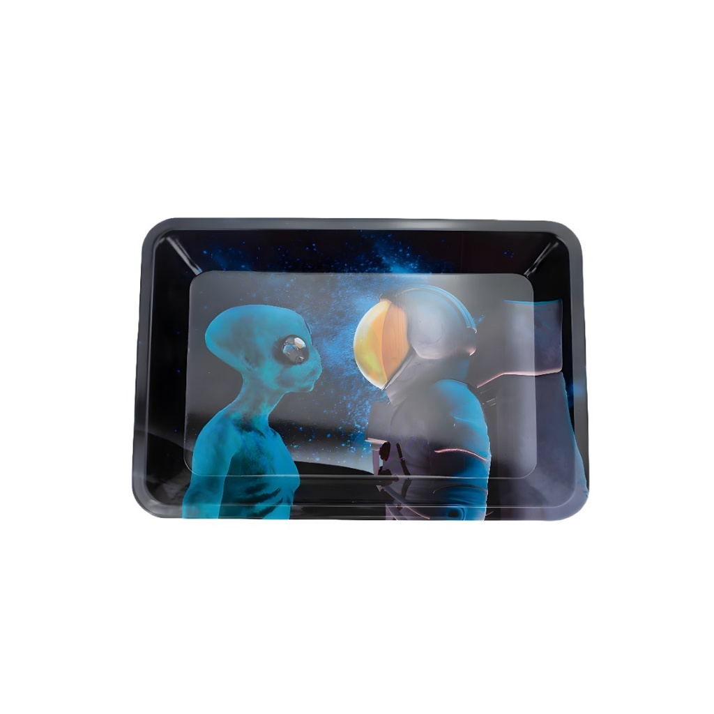 Alien Encounter Small Metal Rolling Tray – Otherworldly Design