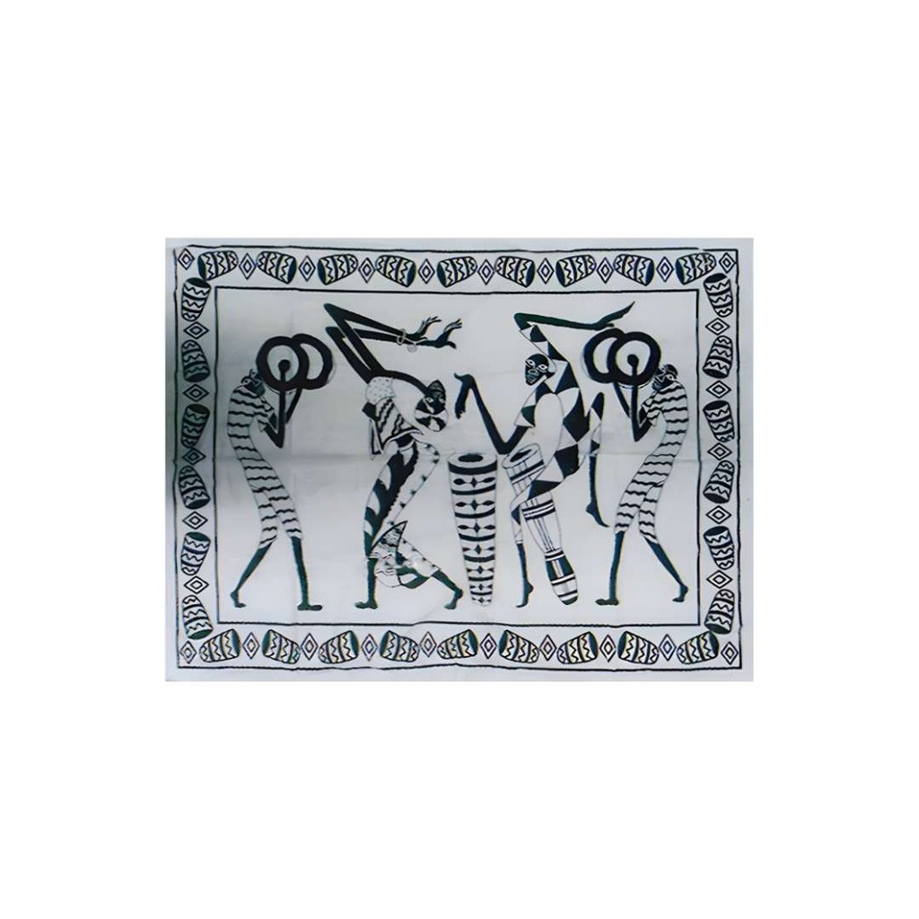 Tapiz de Danza Tribal en Escala de Grises – Danza Tribal Dibujada a Mano – 30x40 Pulgadas