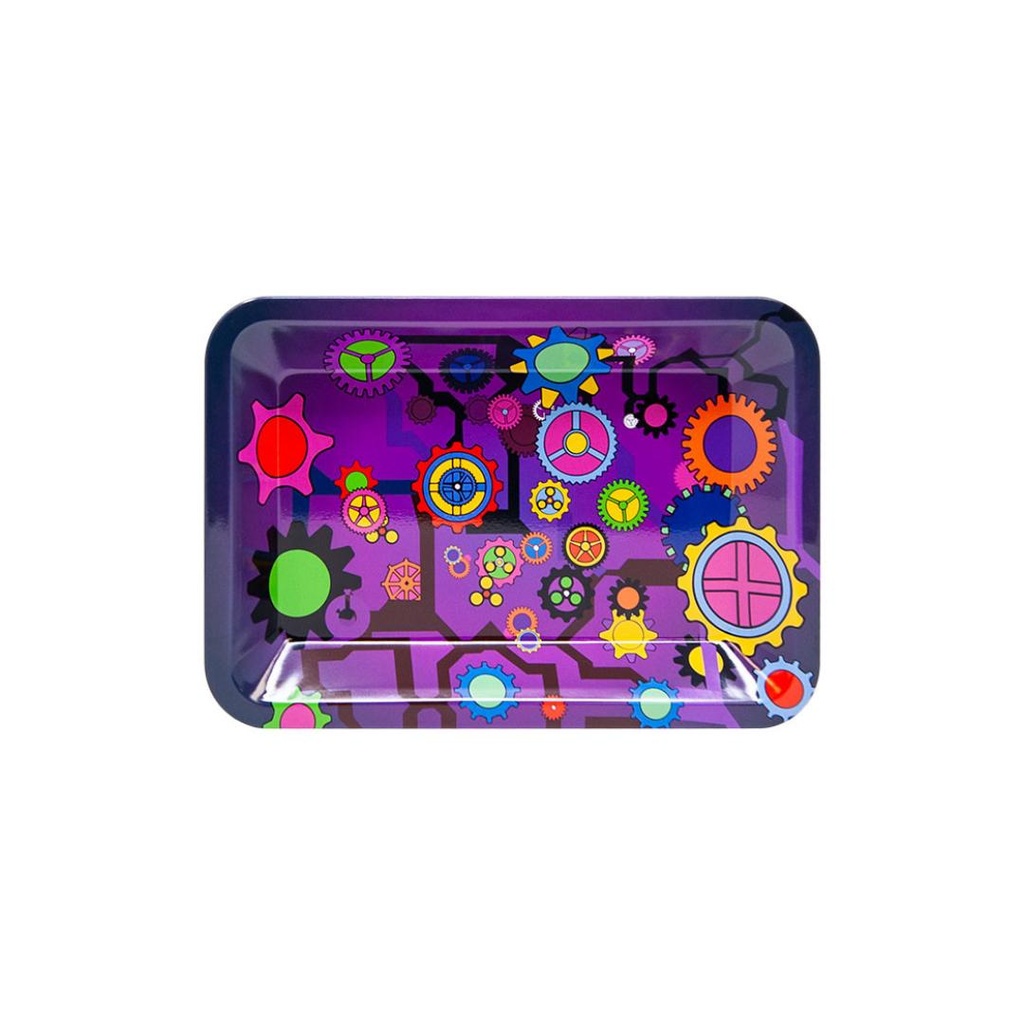 Compact Purple Gear Rolling Tray | Durable & Stylish Small Metal Rolling Tray 7x5