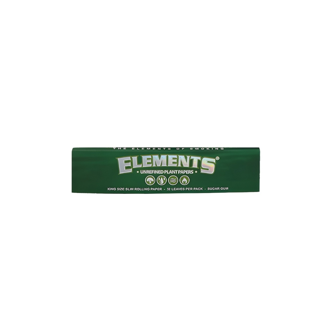 Elements Green Unrefined Plant Rolling Papers King Size Slim | 32 Leaves Per Pack