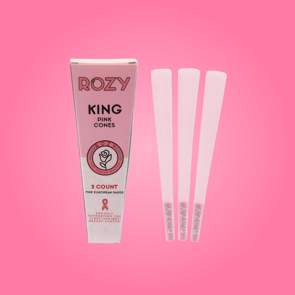 Cones Roses Rozy Taille King Pack de 3 - Papier Européen Fin - Pré-Roulés pour la Commodité