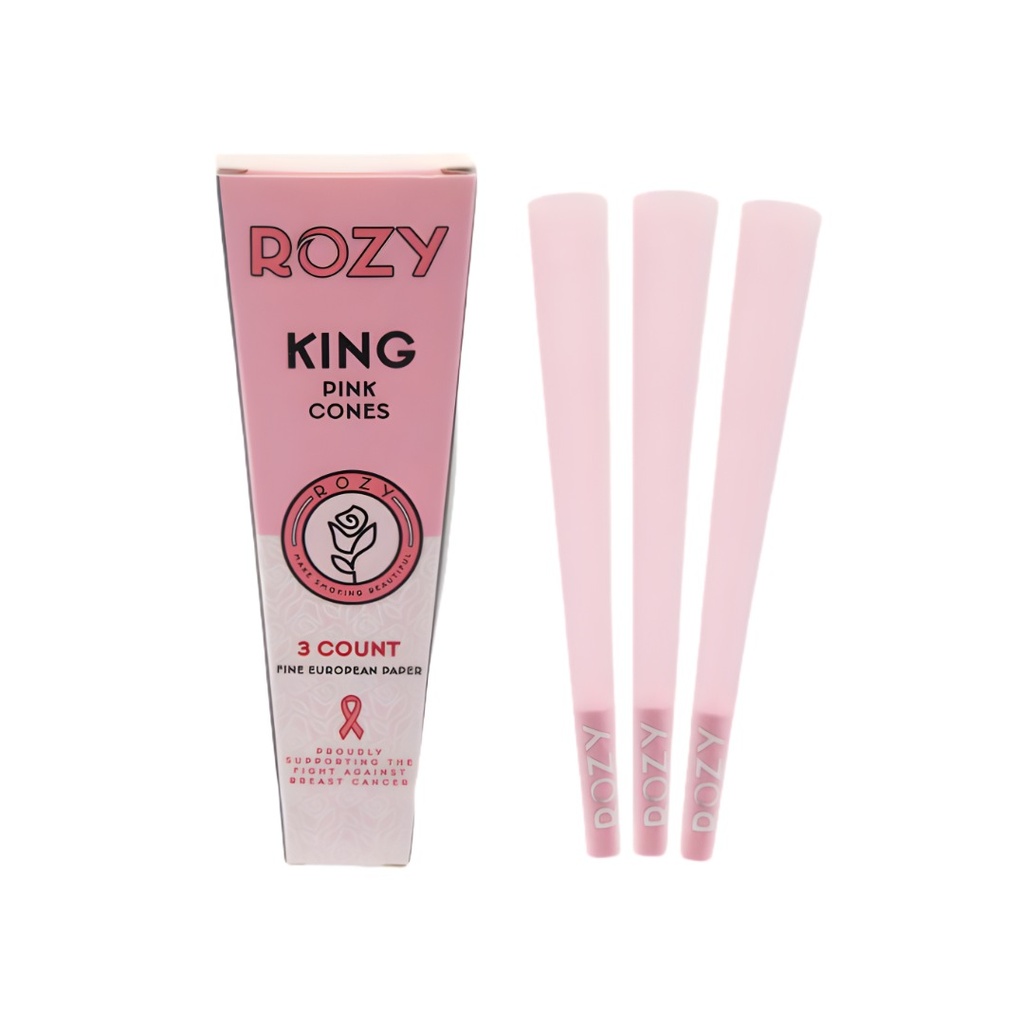 Rozy Pink Cones King Size 3-Pack - Fine European Paper - Pre-Rolled for Convenience