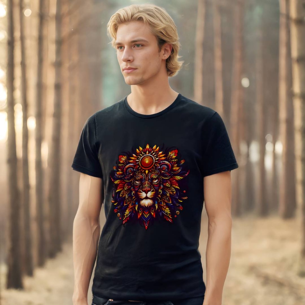 3D Majestic Solar Spirit Lion T-Shirt – Organic Cotton - Eco-Friendly - by Sanctum Fashion