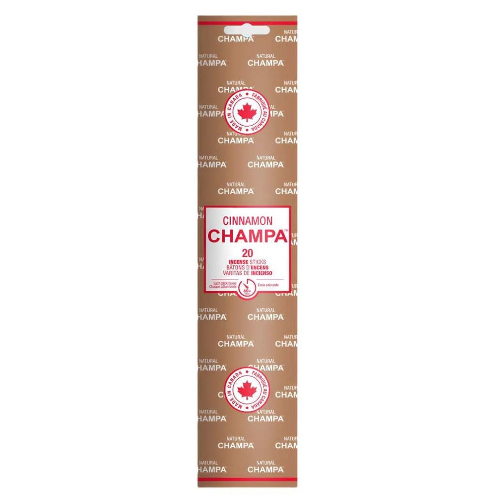 Bâtons d'Encens Cinnamon Champa de 11 Pouces | Paquet de 20 | Arôme Chaleureux et Accueillant