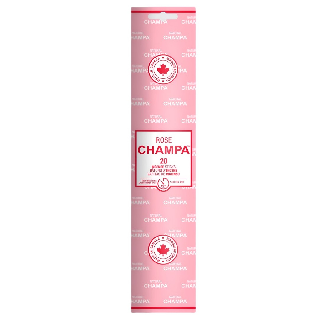 Varillas de Incienso Rose Champa de 11 Pulgadas | Paquete de 20 | Aroma Floral y Frutal