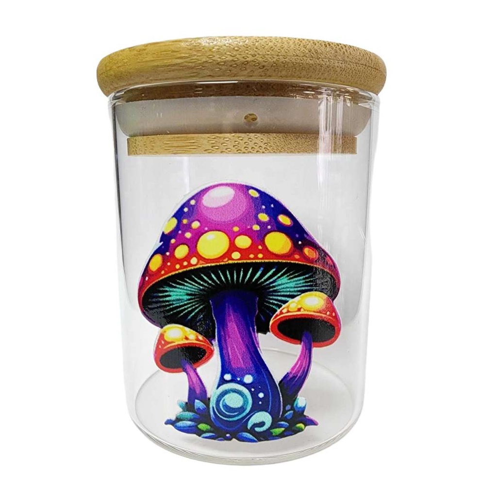 Ultra Violet Amanita Mini Glass Jar | 200ml | Bamboo Lid with Silicone Seal