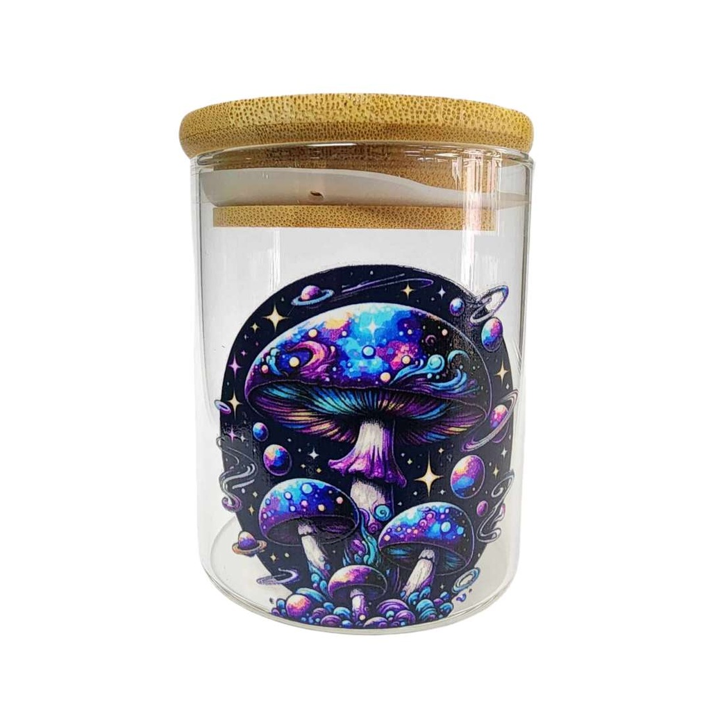 Mushrooms Milky Way Mini Glass Jar | 200ml | Bamboo Lid with Silicone Seal