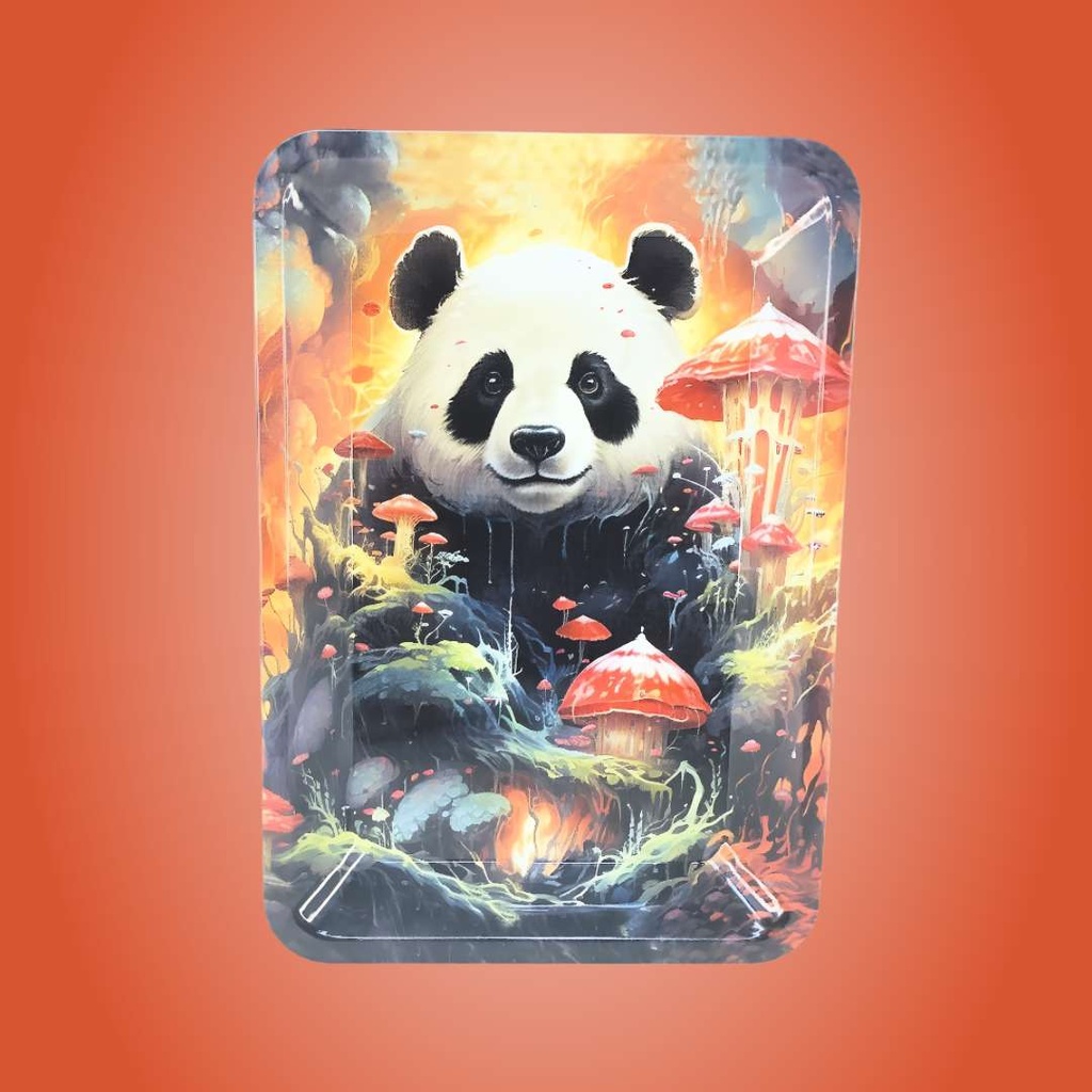 Panda in Enchanted Mushroom World Small Metal Rolling Tray