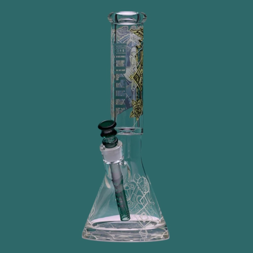 Occult Glass Beaker Bong with Thick Wall and Base from Castle Glassworks - 14 Inch - 9mm