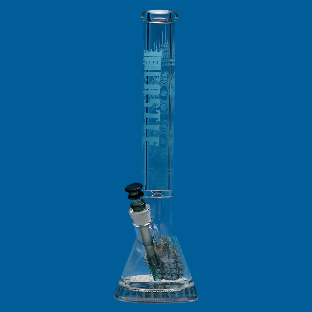 Viking - Bong Tipo Beaker de Vidrio Resistente con Pizca de Hielo por Castle Glassworks - 18 Pulgadas - 9 mm
