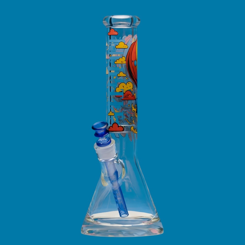 Robot - Bong Tipo Beaker de Vidrio Grueso Clásico de Castle Glassworks - 14 pulgadas, 9 mm