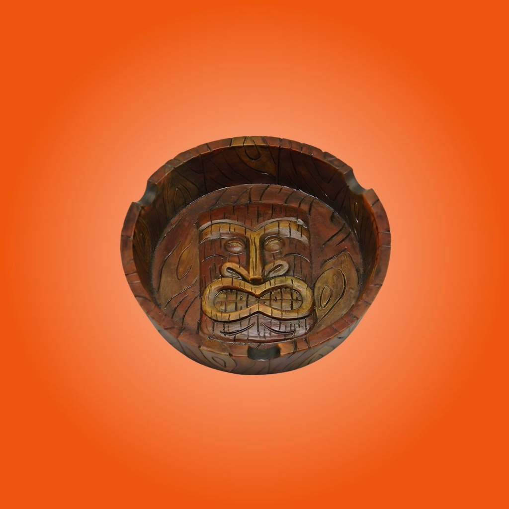 Tiki Mask Heavy Duty Resin Round Ashtray - 4.25 Inch