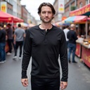 Slim Fit Henley Long Sleeve Organic Cotton Shirt by Sanctum Fashion