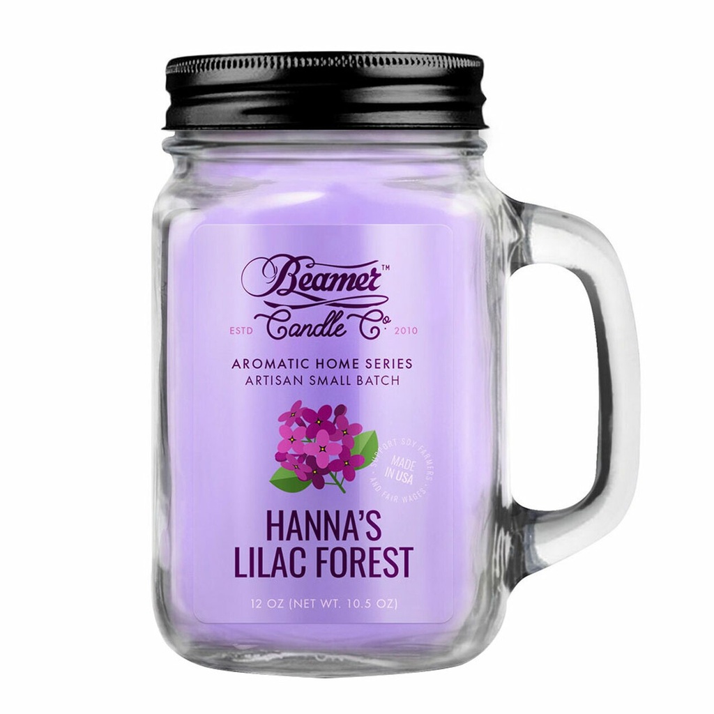 Beamer Candle Co. Pot en verre de 12 oz - Forêt de lilas de Hanna
