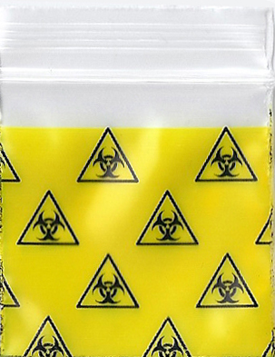 Bio Hazard 1x1 Inch Plastic Baggies 100 pcs.