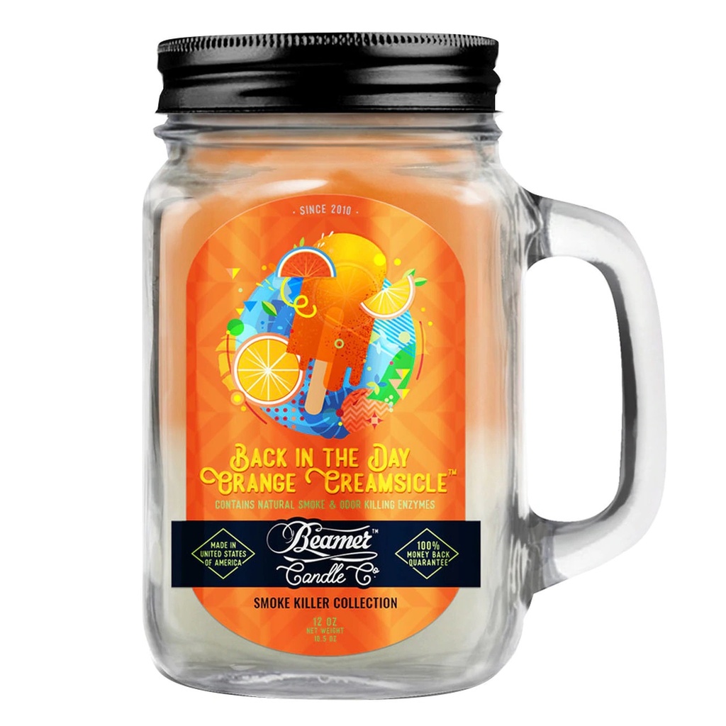 Beamer Candle Co. 12oz Glass Mason Jar - Back in the Day Orange