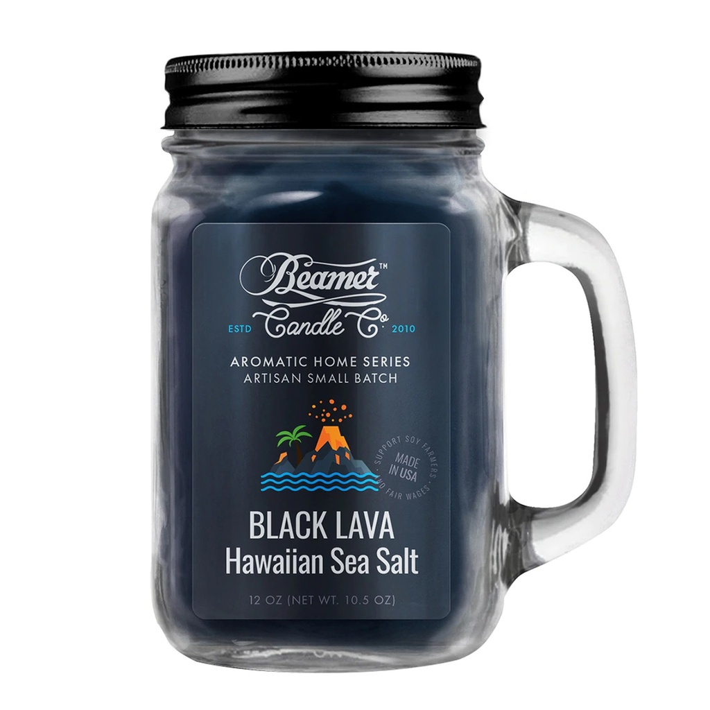 Beamer Candle Co. Pot en verre de 12 oz - Lave noire hawaïenne